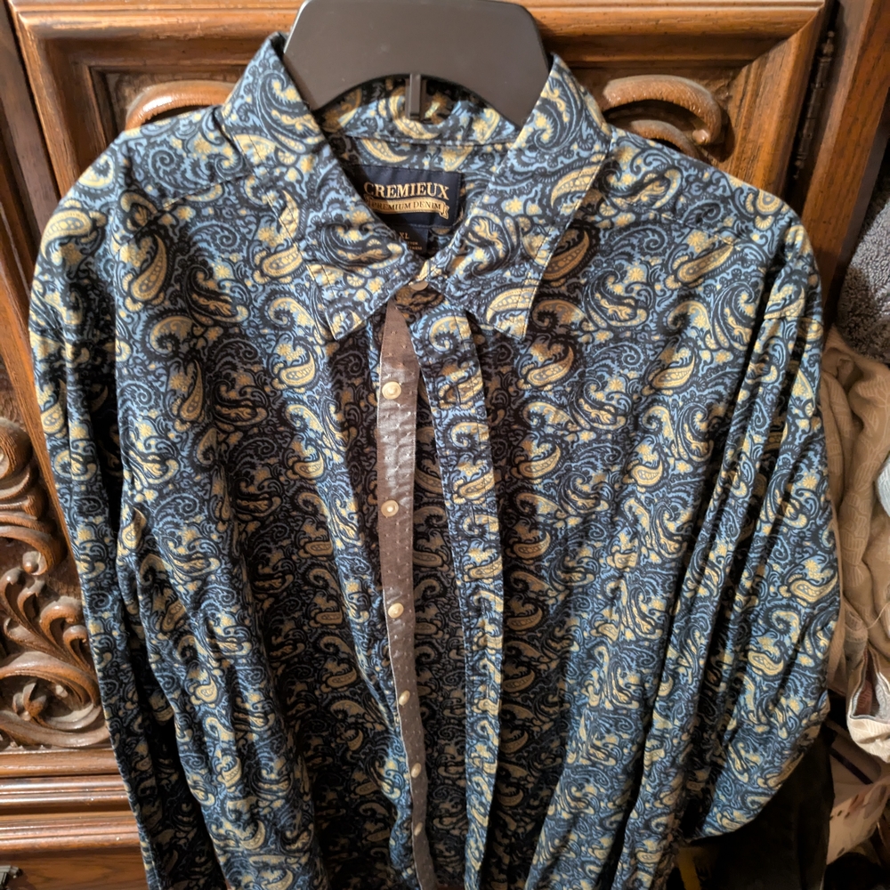 Daniel Cremieux Men's Paisley Shirt Jacket - Blue and Yellow